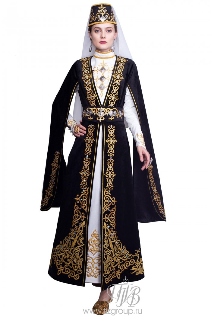 Осетинское женское платье синее