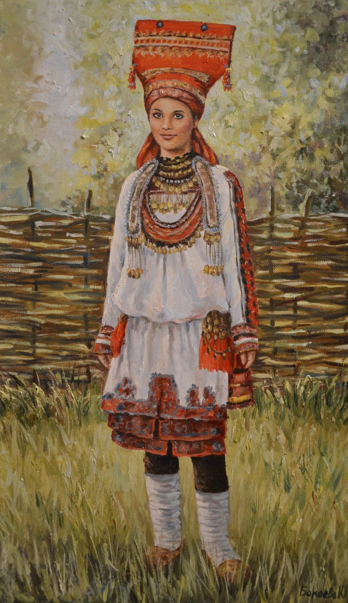 Женщина в национальных костюмах живопись