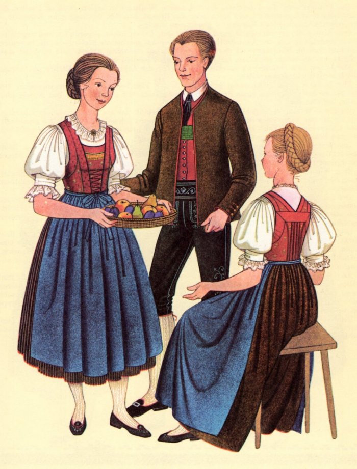 Австрийцы в национальном костюме иллюст