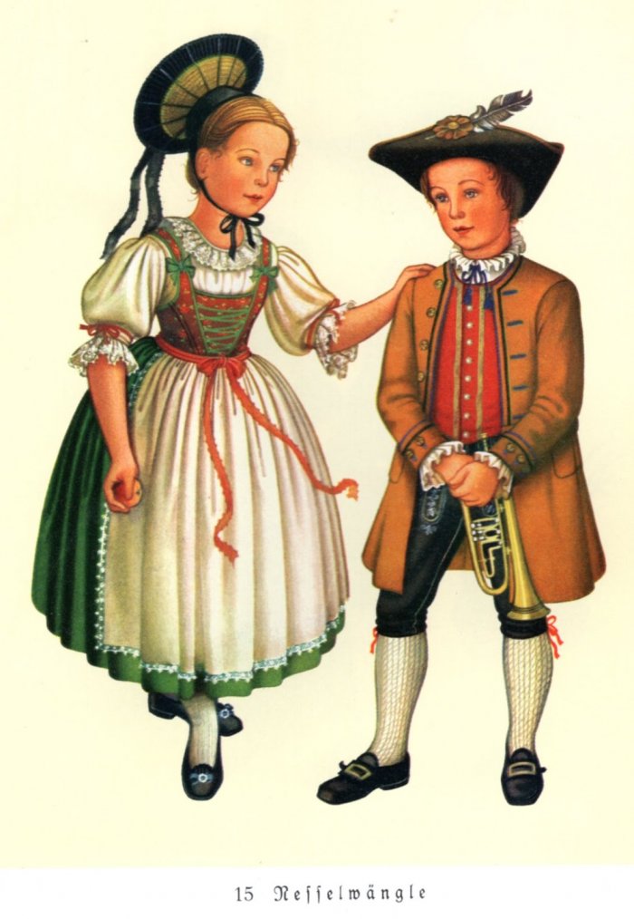 Австрийцы в национальном костюме иллюст