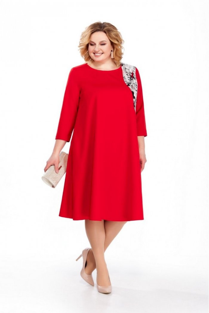 Платье красное с белым больших размеров