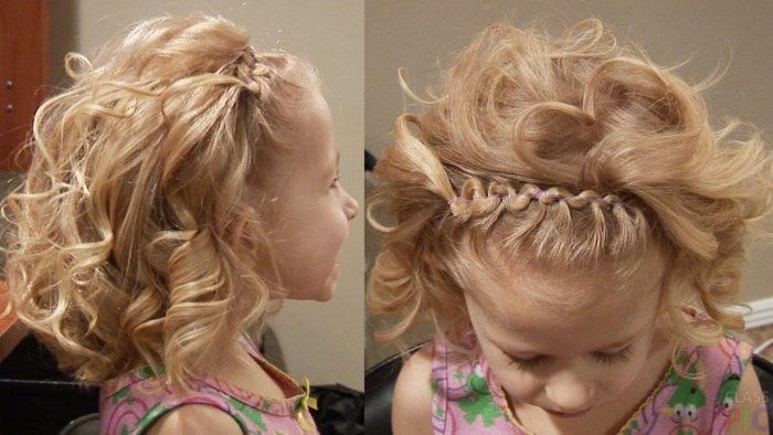 Праздничная прическа для девочки на короткие волосы