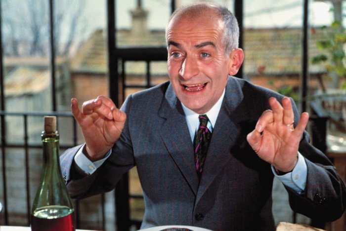 Луи де Фюнес с вином