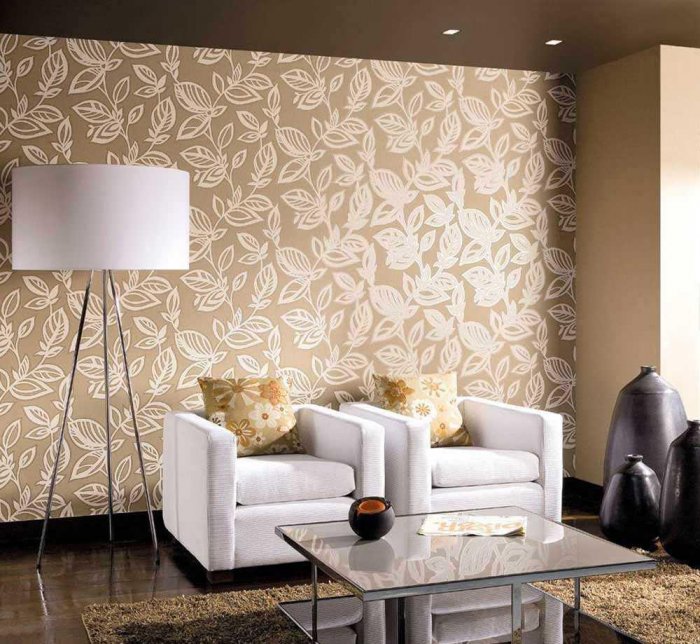 Сочетание обоев для зала