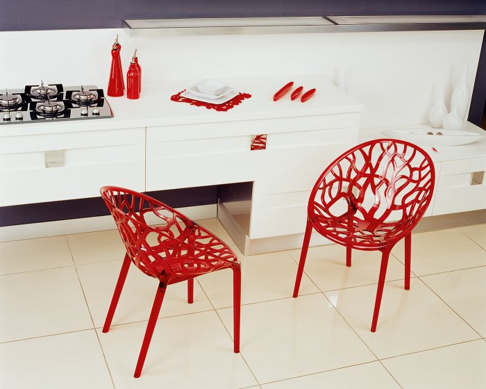 Красная пластиковая мебель