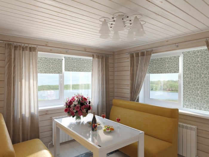 Отделка потолка на даче