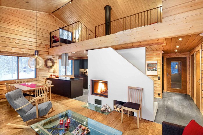 Интерьер одноэтажного деревянного дома