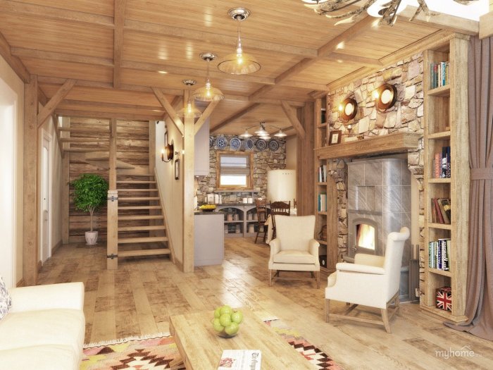 Дачный интерьер внутри