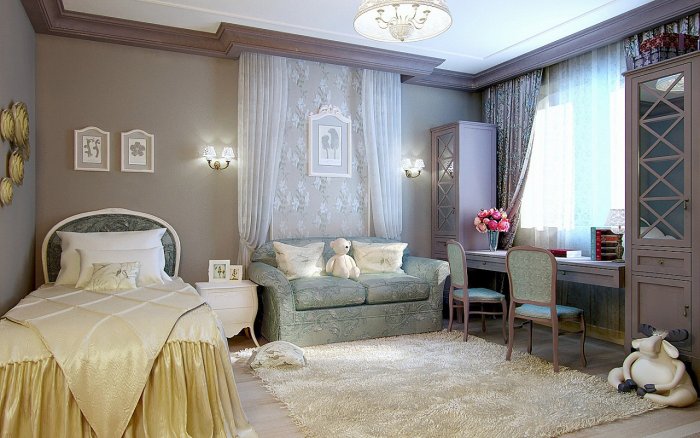 Интерьер комнаты в классическом стиле