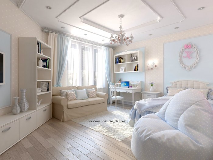 Комната для девочки в светлых тонах