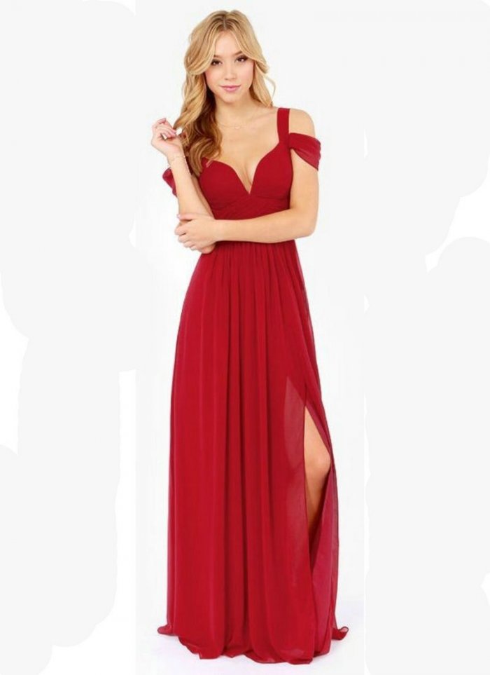 Красное платье в пол