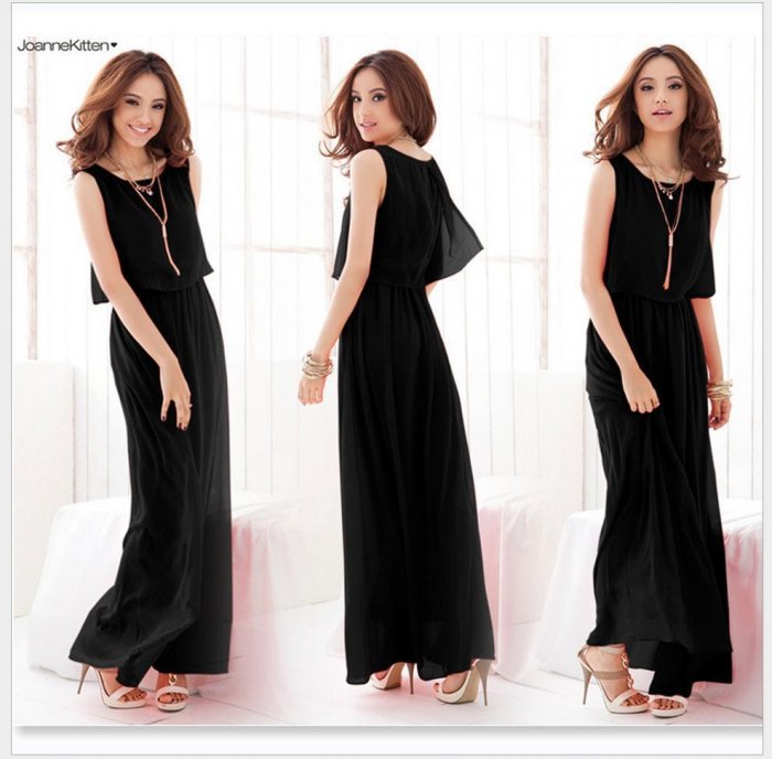 Черное летнее платье длинное