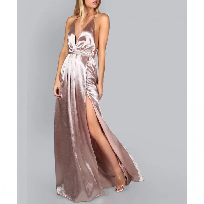 Длинные атласные платья