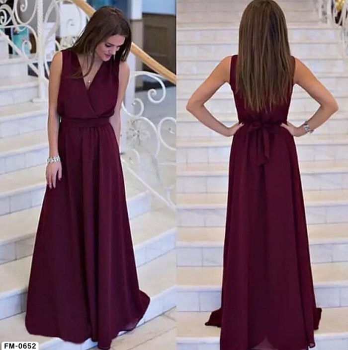 Бордовое платье в пол