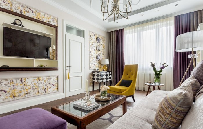 Гостиная 13 кв.м. в стиле Неоклассика
