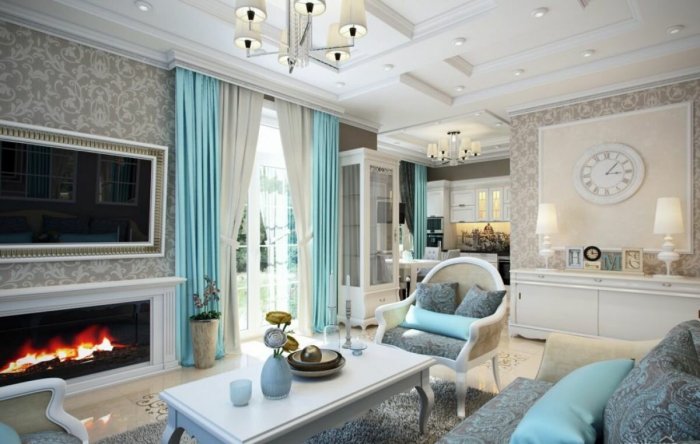 Гостиная Неоклассика бирюзовый