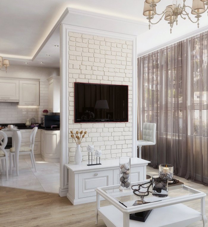 Кухня-гостиная в стиле Неоклассика 26 кв.м