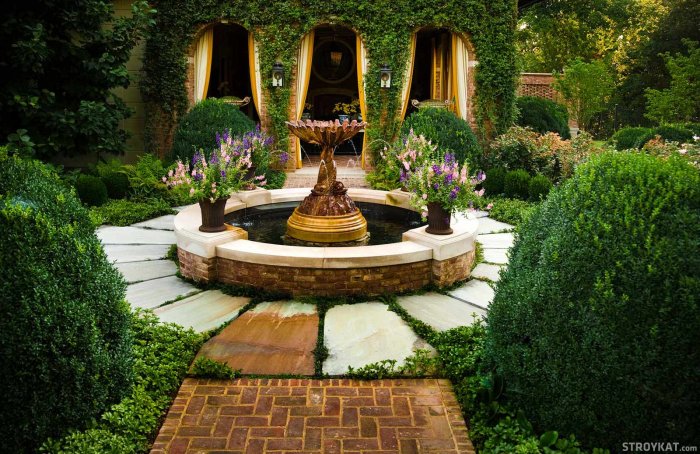 Сад ландшафт английский классический стиль патио