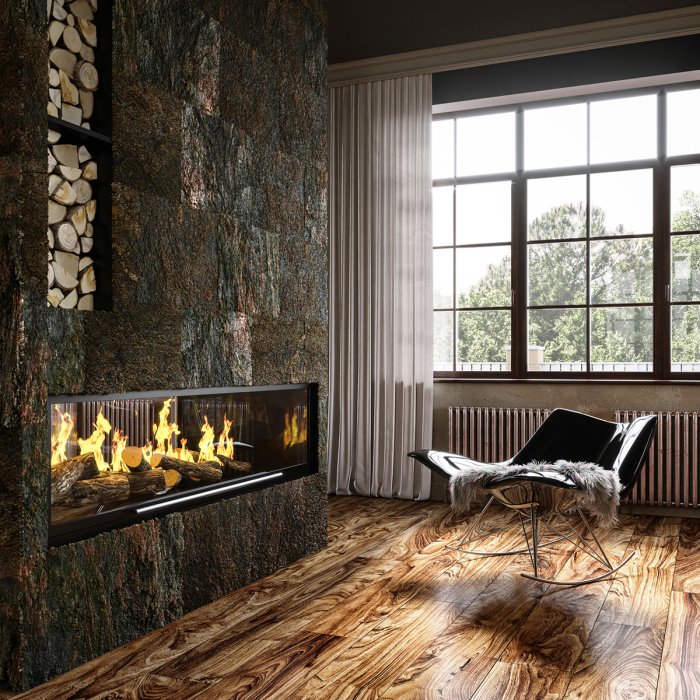 Камин в стиле лофт в интерьере