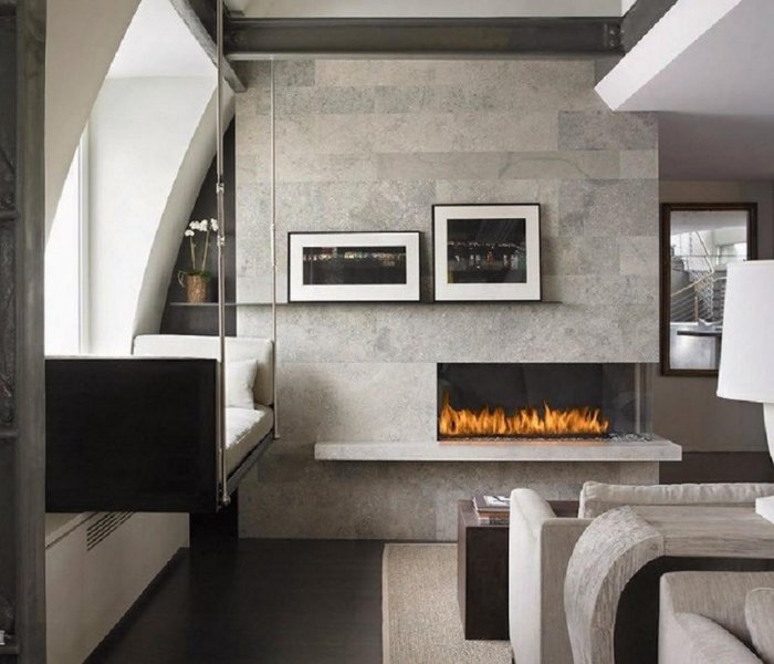 Биокамин в интерьере лофт