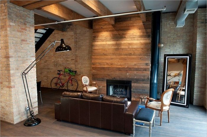 Дерево в интерьере лофт