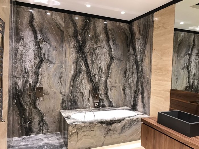 Отделка ванной комнаты гибким камнем