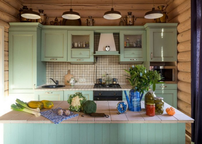 Отделка кухни на даче