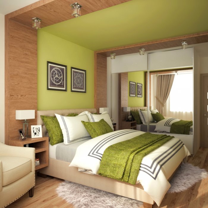 Интерьер зелёный экостиль