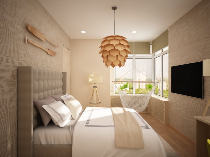 Маленькая спальня в экостиле