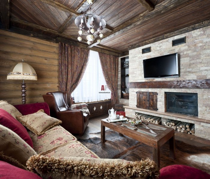 Занавески в загородный дом в стиле Шале