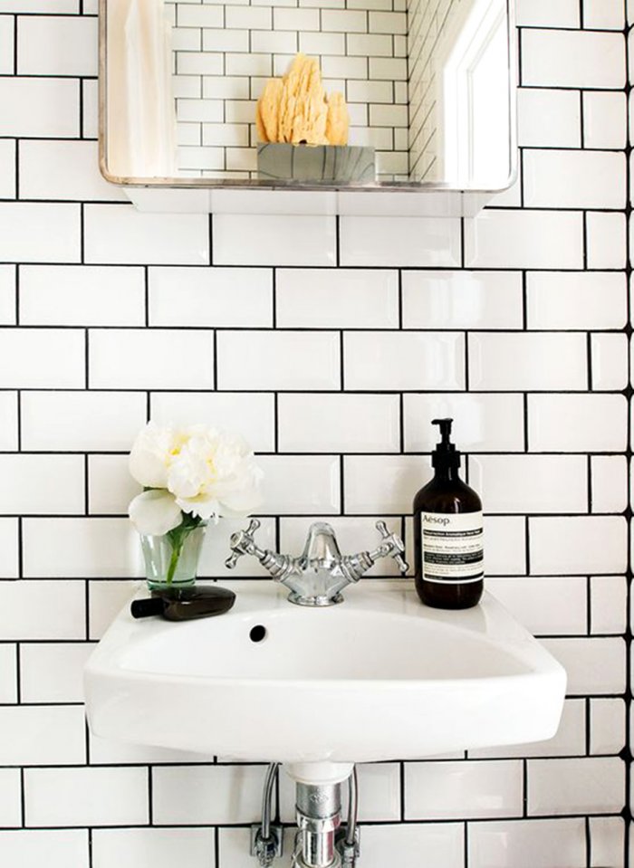 Белая плитка черная затирка белая затирка