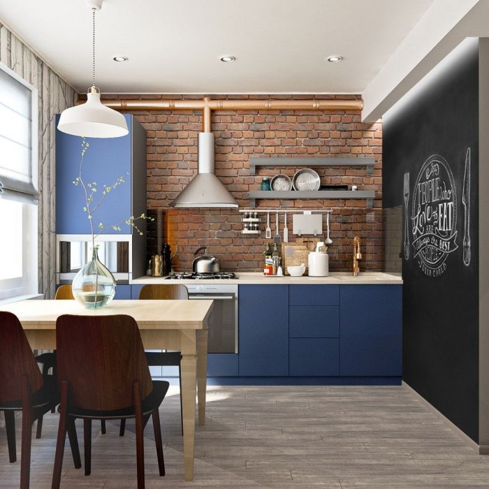 Кухня в стиле лофт 10 м2