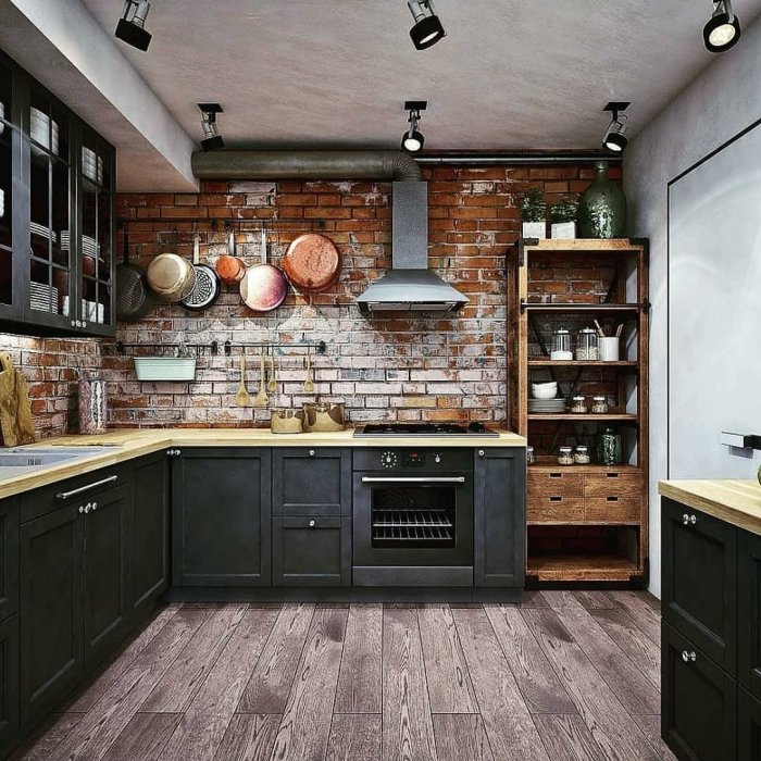 Кухня в стиле лофт 12м2