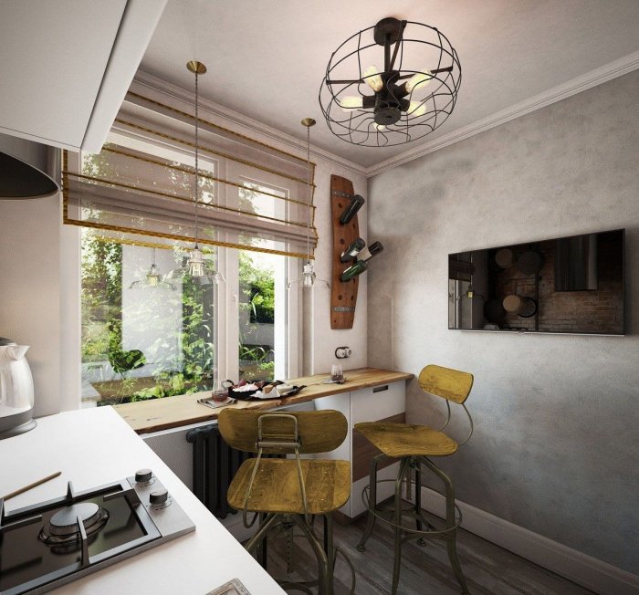 Кухня в стиле лофт 5 кв м