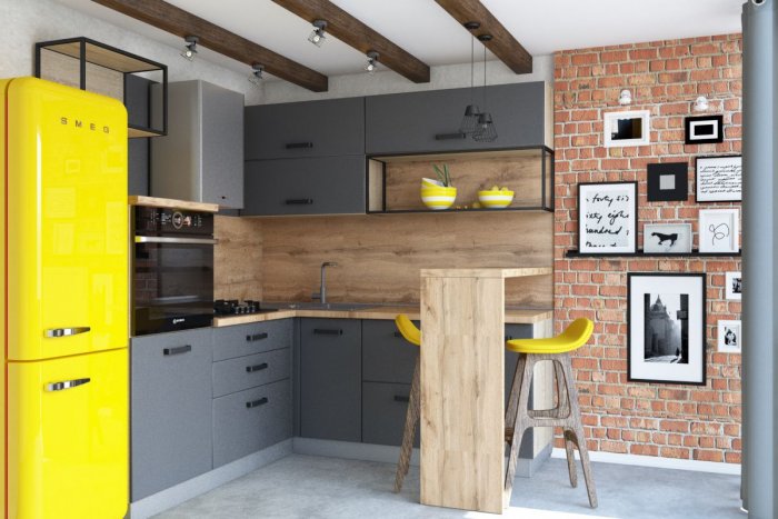 Кухня в стиле лофт маленькая площадь 6кв