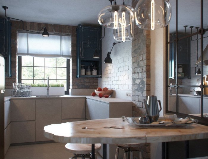 Кухня в стиле лофт 8 м2