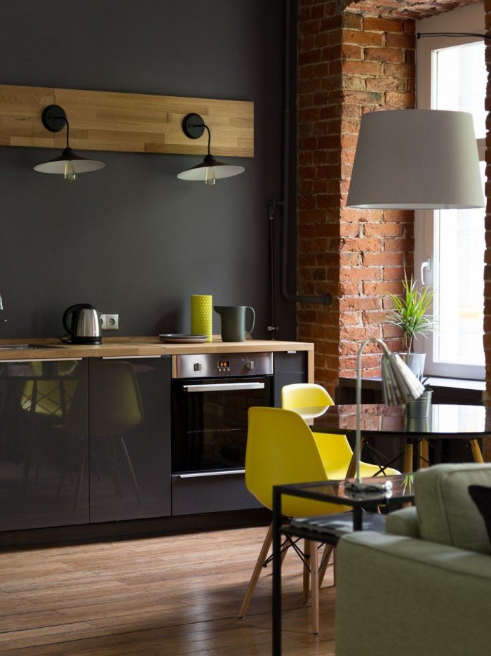 Кухня в стиле лофт 14м2