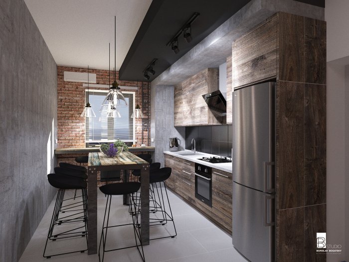 Кухня лофт 9кв