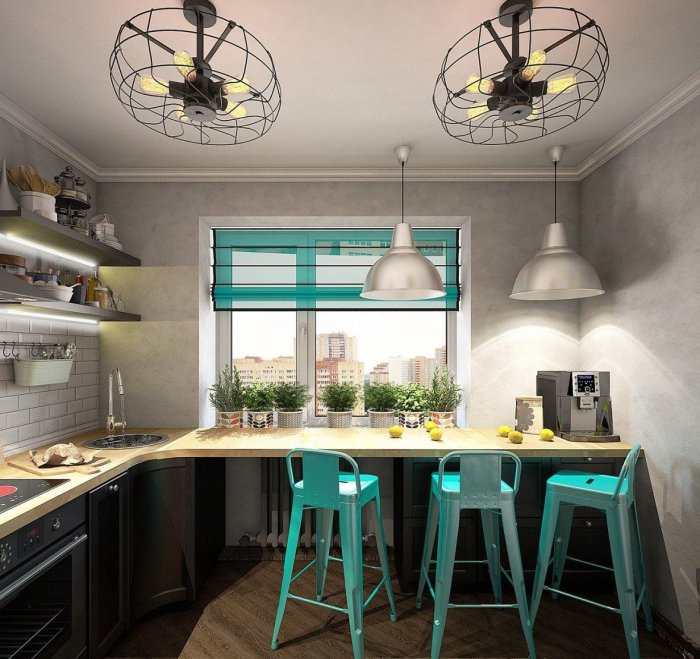 Кухня в стиле лофт 5 кв м