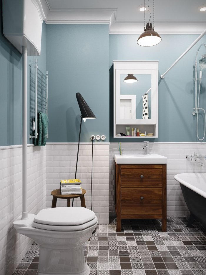 Маленькая ванная в скандинавском стиле