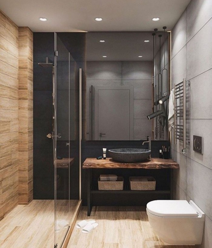 Санузел серый с деревом