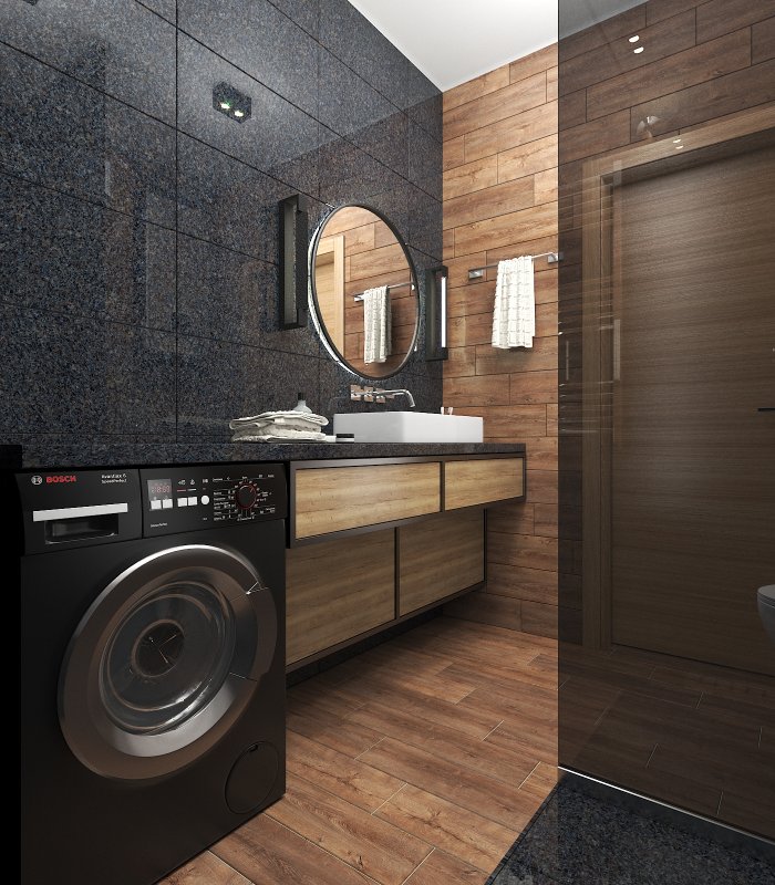 Душевая под дерево в лофт стиле