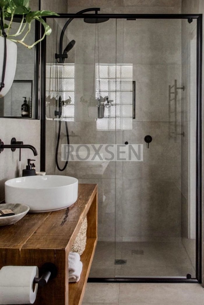 Ванная в стиле лофт с душевой кабиной