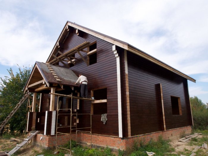 Дом из бруса цвет палисандр