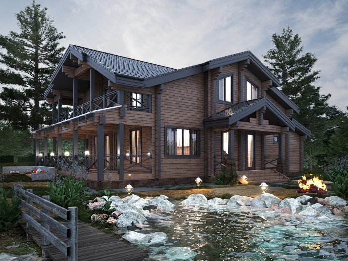 Экстерьер дома из клееного бруса