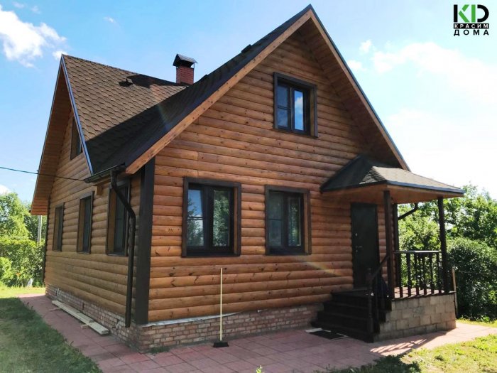 Деревянный дом цвет палисандр