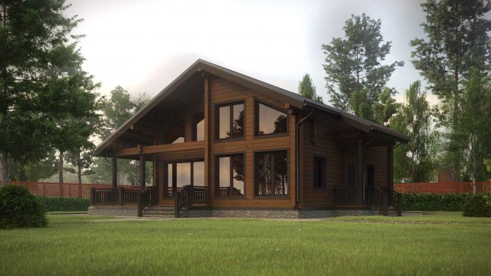 Коричневый дом из бруса