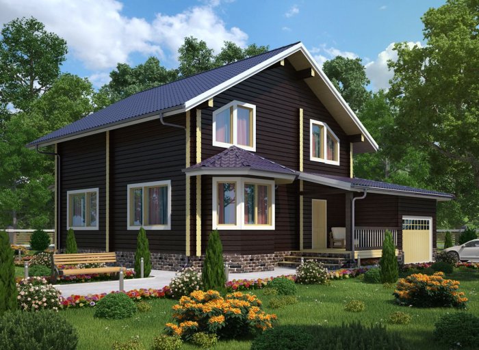Двухэтажный дом из бруса