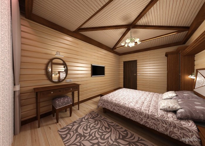 Внутренняя отделка дома из фальшбруса