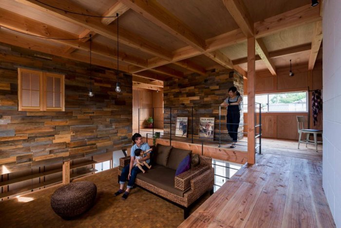 Интерьер деревянного дома в стиле лофт